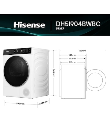 Hisense 5i 9kg KitchenFit Heat Pump Dryer White
