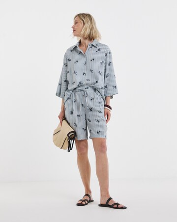 Printed Linen Mix Half Sleeve Shirt
