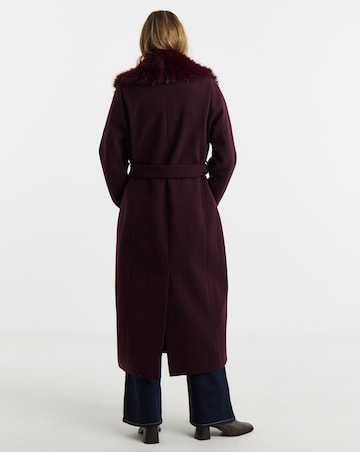 Aubergine Faux Fur Collar Coat