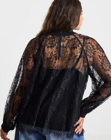Simply Be Eyelash Lace High Neck Blouse