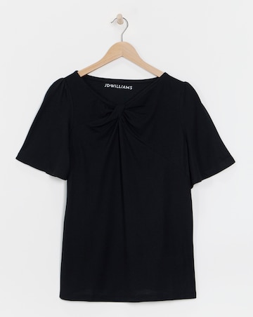 Black Twist Detail Angel Sleeve Top