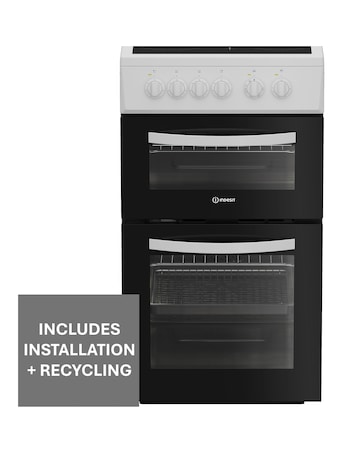 Indesit ITE5VMW 50cm Electric Twin Cooker with Ceramic Hob - White Installation