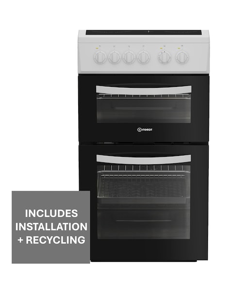 Indesit ITE5VMW 50cm Electric Twin Cooker with Ceramic Hob - White Installation