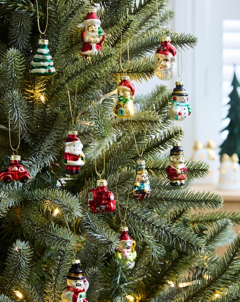Gisela Graham Pack of 12 Painted Glass Mini Tree Decorations