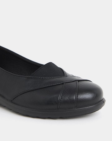 Cushion Walk Slip-On Wedge Elasticated Ballerina Shoes - Extra Wide Fit (EEE)