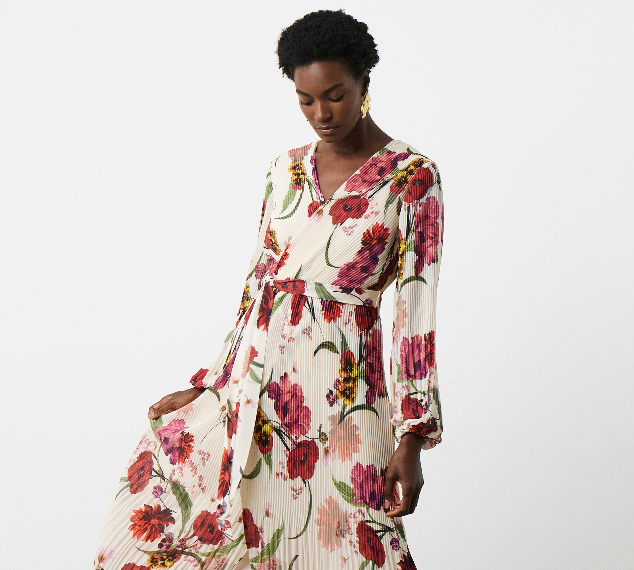 Lady wearing a floral printed dress