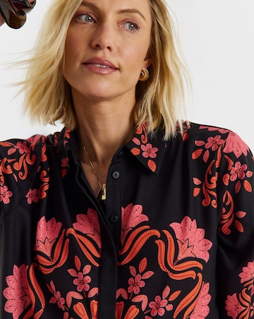 Black Paisley Placement Print Shirt