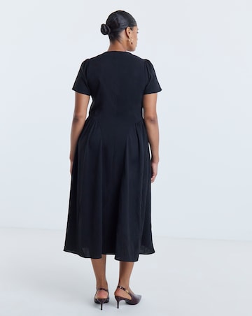 Simply Be Black Bengaline Waist Detail Midi Dress