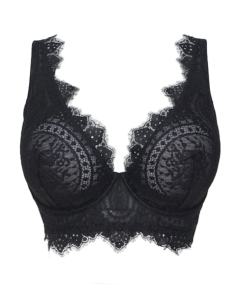 Figleaves Curve Adore Lace High Apex Full Cup Bra B-H - Black