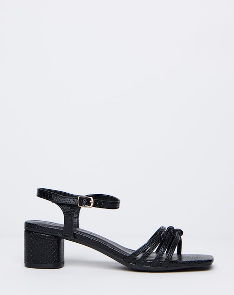 Wanda Strappy Flexible Sole Block Heeled Sandals - Wide Fit (E)