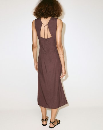 Mango Side Ruched Dress With Tie Detail