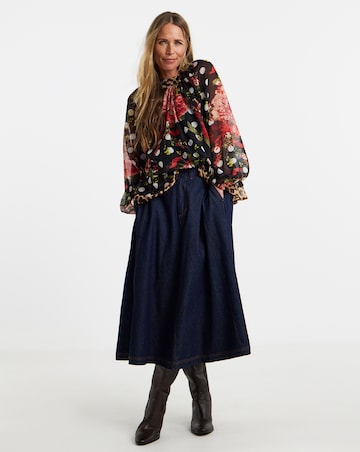 Mix Print Georgette Blouson Sleeve Blouse