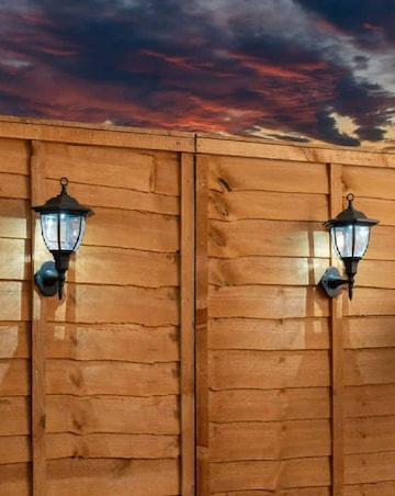 ValueLights Pack of 2 Black Lantern Solar Wall Lights