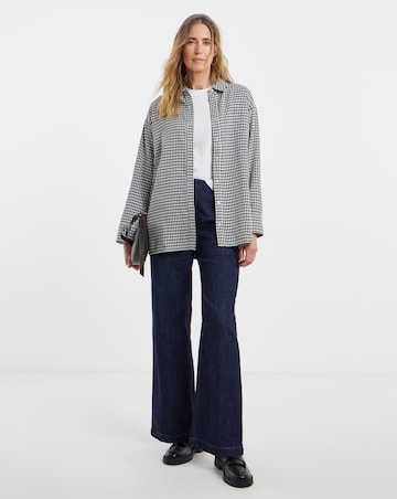 Twill Houndstooth Long Sleeve Shacket