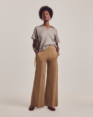 Anthology Camel Ponte Pull On Wide Leg Trouser