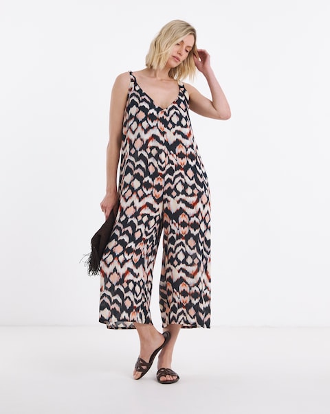 Wide Leg Strappy Culotte Jumpsuit