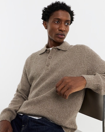 Only & Sons Dale Relaxed Long Sleeve Knitted Polo - Walnut