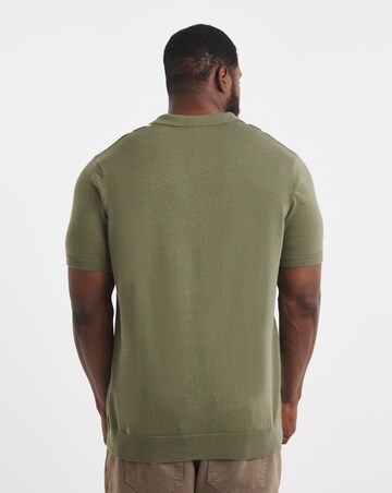 Stripe Open Neck Knitted Polo