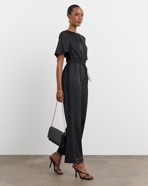 Joanna Hope Black Satin Jumpsuit