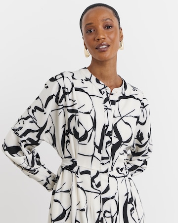 Joanna Hope Ivory Print Tie Waist Shirt Dress
