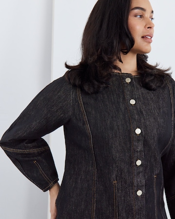 Indigo Denim Button Front Mini Dress