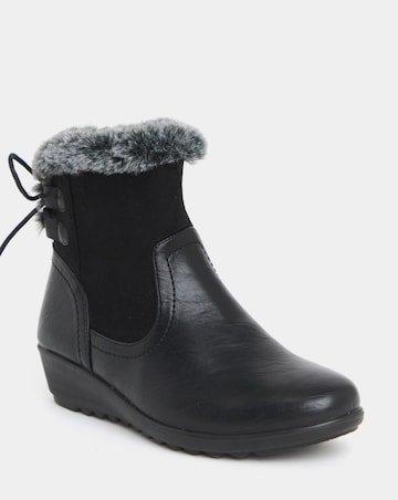 Cushion Walk Faux Fur Cuff Laced Back Boots - Extra Wide Fit (EEE)