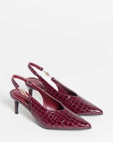 Alessia Buckle Slingback Pointed Kitten Heel Shoes - Extra Wide Fit (EEE)