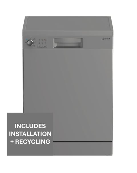 Indesit Push&Go IN2FE13DT9SUK Freestanding Dishwasher 13 Place Silver + Install