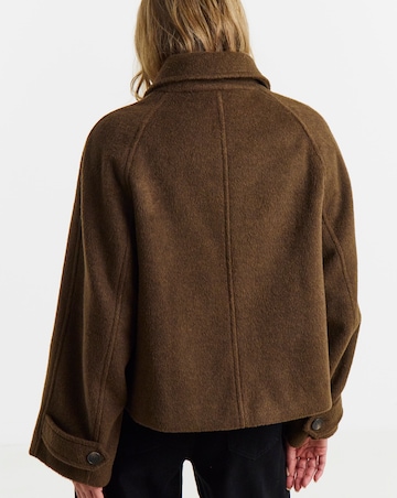 Brown Short Funnel Neck Jacket