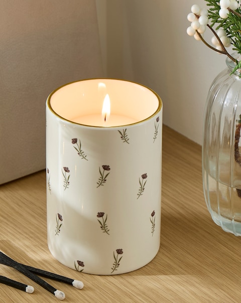 Ceramic Floral Voilet & Iris Candle