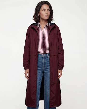 Burgundy Longline Lightweight Hooded Raincoat