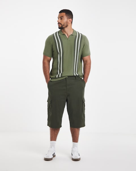 3/4 Length Cotton Stretch Cargo Short