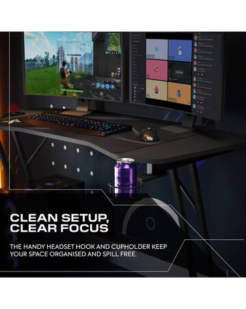 X Rocker Panther Evo 120cm Gaming Desk with Mousepad - Black