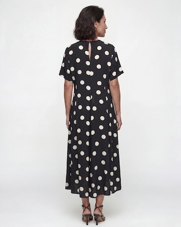 Mono Spot Print Cinched Waist Dress