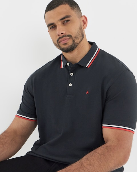Jack & Jones Premium Paulos Tipped Polo - Navy/Red