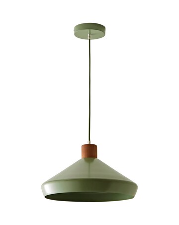 ValueLights Parker Green & Walnut Pendant Light