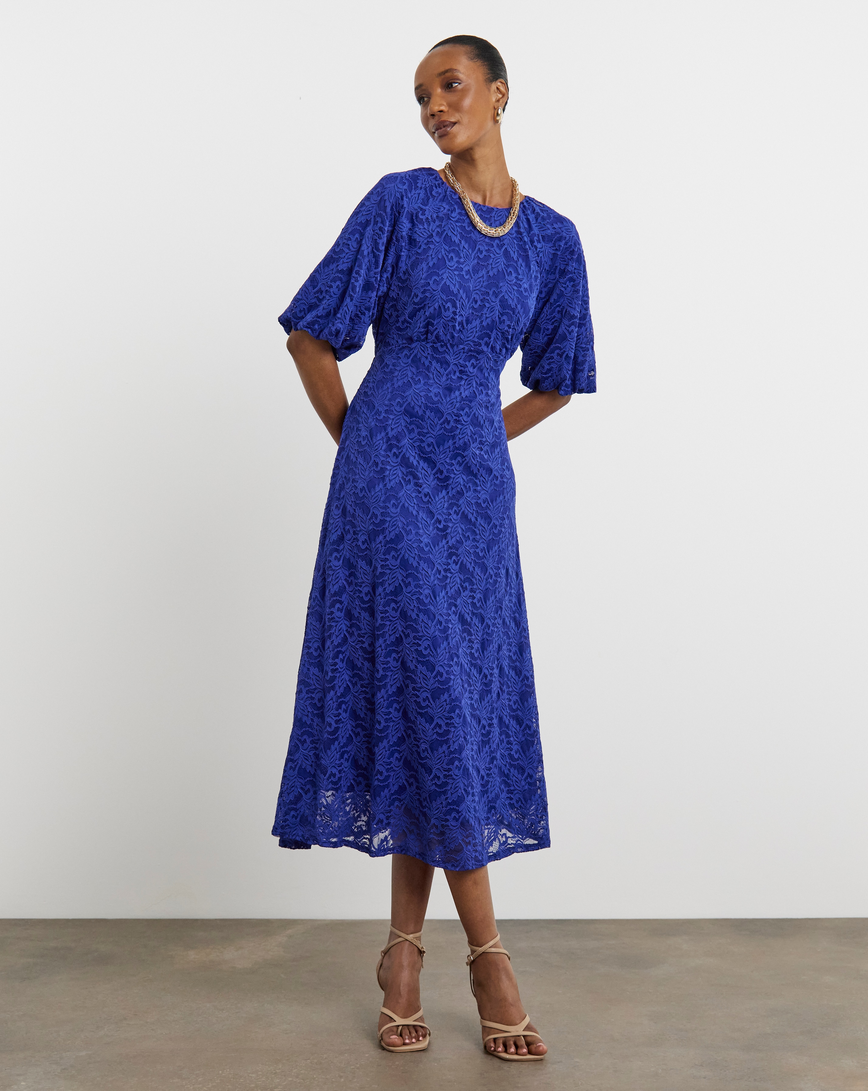 Joanna Hope Lace Dress With Puff Sleeves | JD Williams