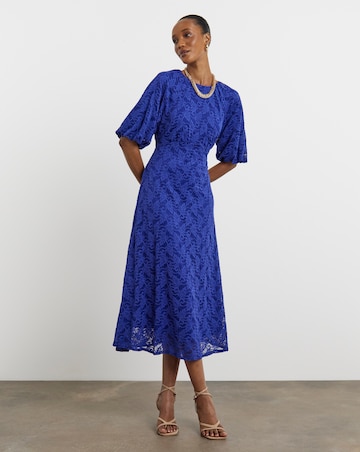 Joanna Hope Lace Dress With Puff Sleeves