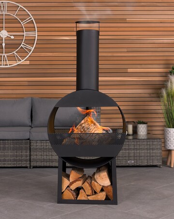 Charles Bentley Black Steel Chimenea