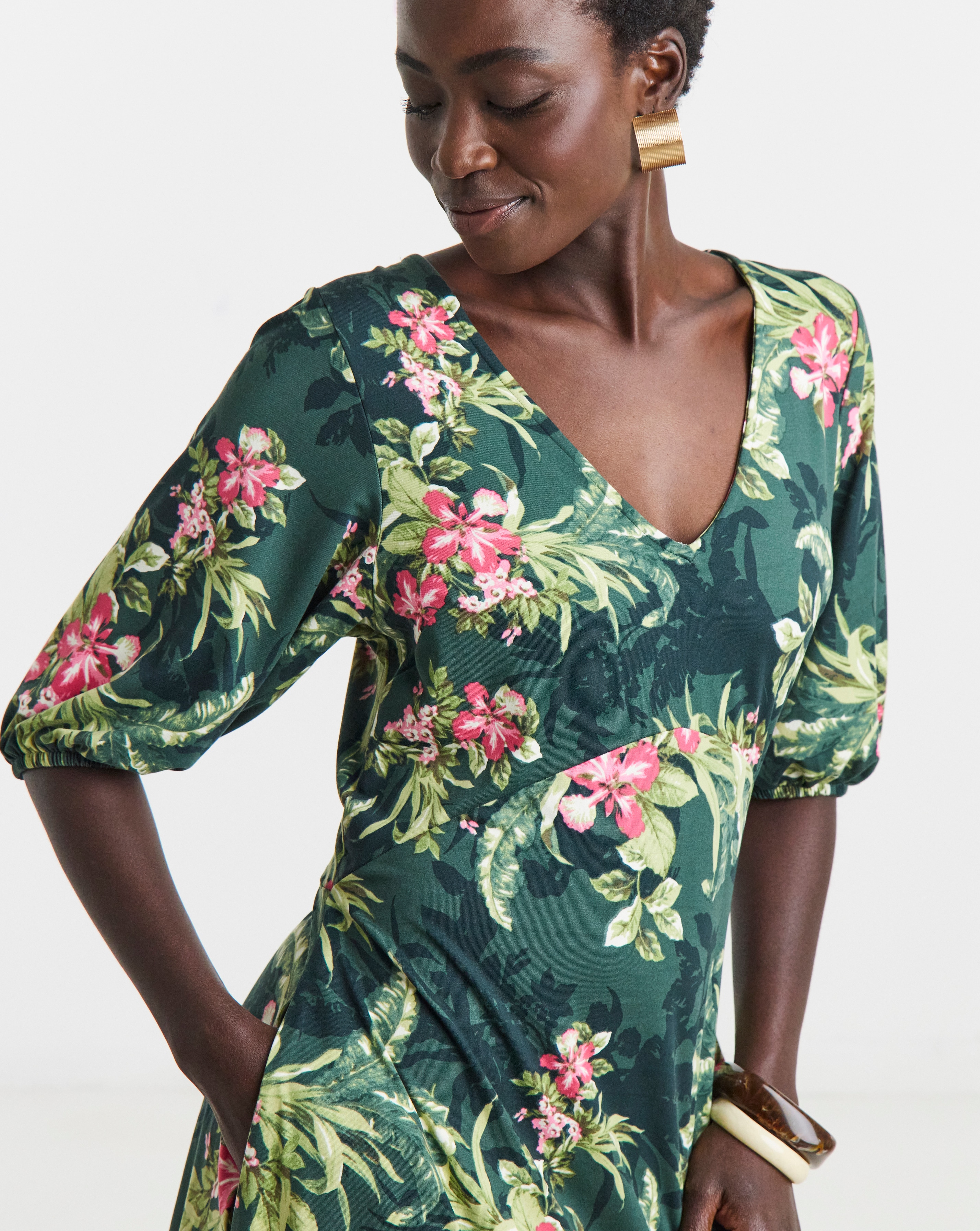 Puff Sleeve Soft Touch Jersey Dress | JD Williams