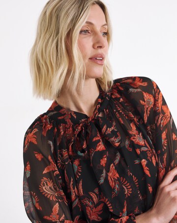 Paisley Print Tie Neck Georgette Blouse