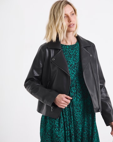 Black Faux Leather Biker Jacket