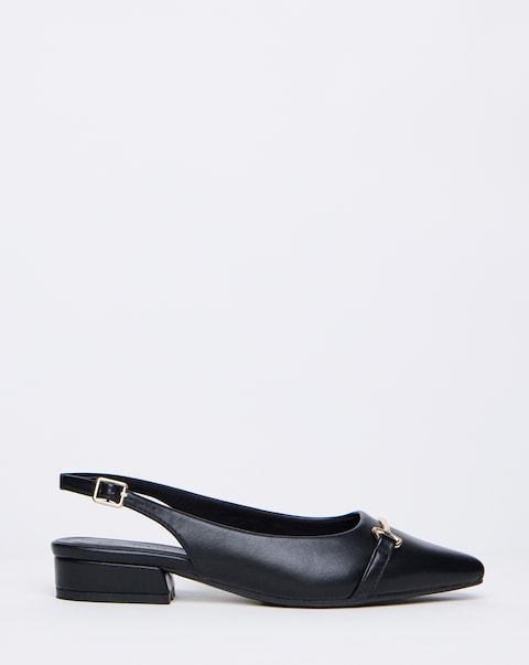 Sylvia Flat Slingback Shoes With Trim Detail - Wide Fit (E)