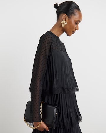 Joanna Hope Tiered Shift Dress With Lace Trim