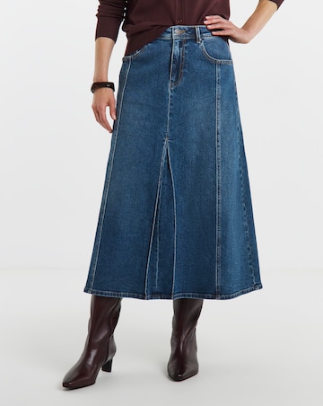 Mid Blue A Line Denim Skirt