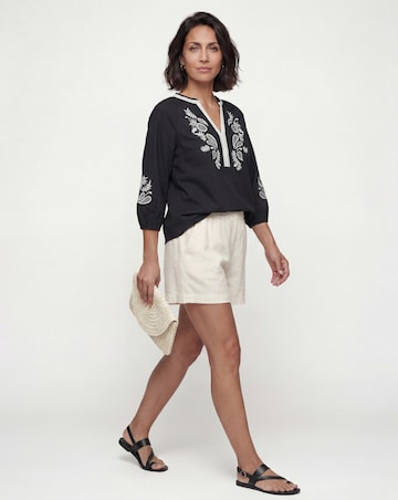 Embroidered Cotton Poplin Tunic Top