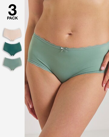 Pretty Secrets (3 Pack) Microfibre Lace Trim Short Knickers