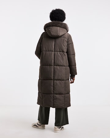 Chocolate Longline Padded Coat