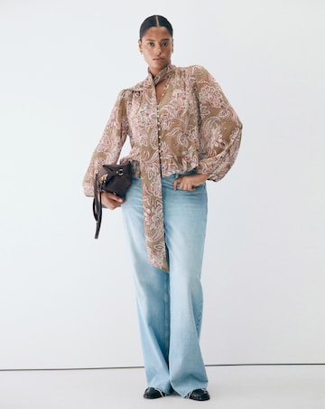 Mango Floral Tie Blouse