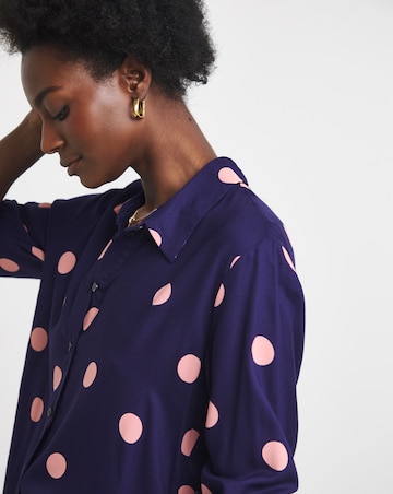 Navy Spot Print Long Sleeve Shirt